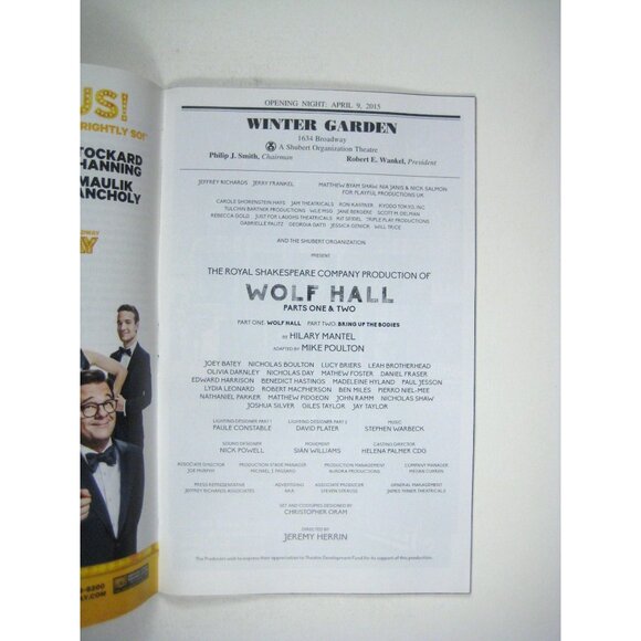 Wolf Hall Playbill Winter Garden Opening Night April 2015 Shakespeare Ben Miles - Picture 3 of 7